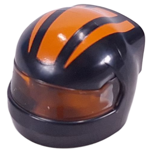 Helmet, Formula 1 with Trans-Orange Visor pattern and Orange Stripes print Black