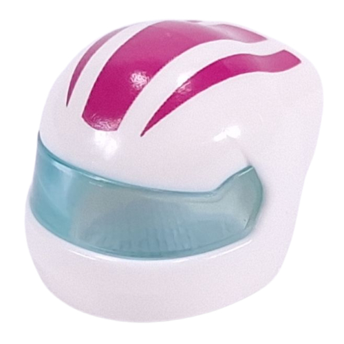 Helmet, Formula 1 with Trans-Light Blue Visor pattern and Magenta Stripes print White