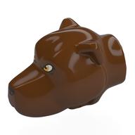 Animal Body Part, Dog Head with Orange Eyes Print (Fluffy) Rotbraun