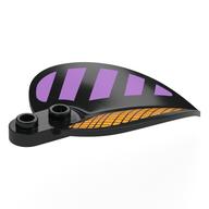 Plant, Leaf/Petal 4 × 6 × 1 1 / 3 with Orange Lattice, Lavender Stripes print Schwarz