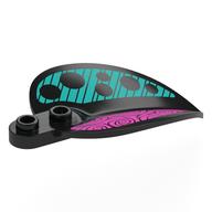 Plant, Leaf/Petal 4 × 6 × 1 1 / 3 with Magenta Shapes, Dark Turquoise Stripes, Black Circles print Schwarz