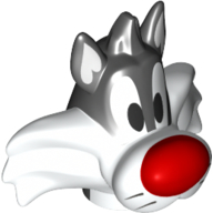 Minifig Head Special, Red Nose, White Mouth print (Sylvester) Schwarz