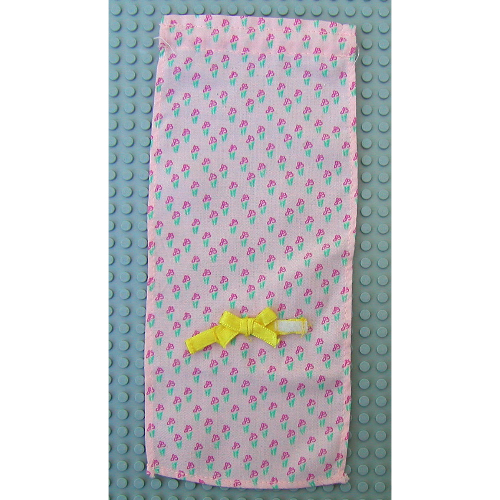 Scala, Curtain with Yellow Bow and Red Flower Print Light Salmon