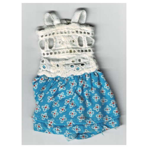 Scala, Dress, White Lace Top and Medium Blue Skirt with White Flowers Weiß