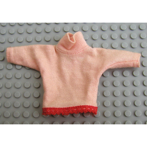 Scala, Sweater, Turtleneck Long Sleeve with Red Trim Light Salmon