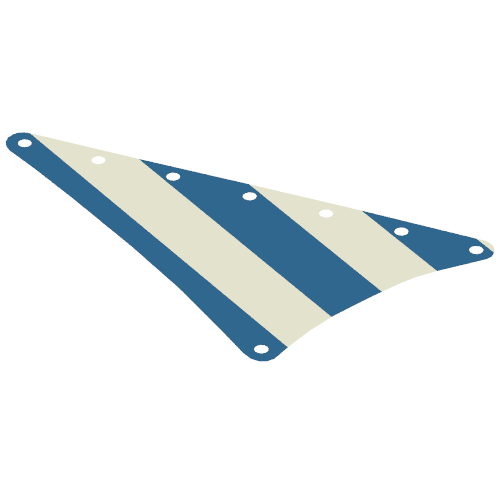 Sail, Triangular, 15 × 22 with Blue Thick Stripes Print Weiß
