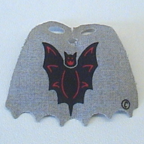 Neckwear Cape, Scalloped 6 Points with Bat Print Light Gray