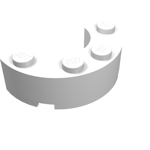 Brick Round Corner 2 × 4 Half Round with Cutouts White
