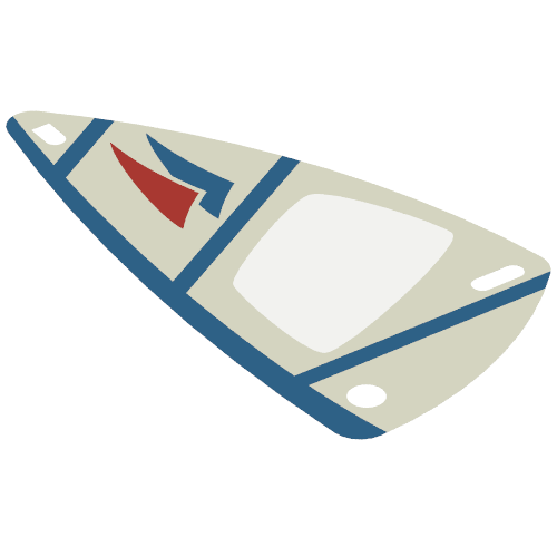 Sail, Triangular, 6 × 12 with Blue Lines and Red & Blue Triangle Print Trans-Clear