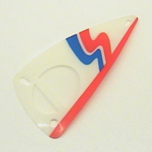 Sail, Triangular, 6 × 12 with White, Red & Blue Wavy Stripe Print Trans-Clear