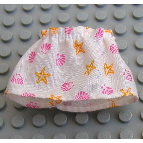 Belville, Skirt, Adult, Short, Clam and Starfish Print Weiß
