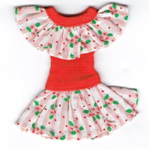 Scala, Dress with Pink Flower Ruffled Collar and Skirt Red