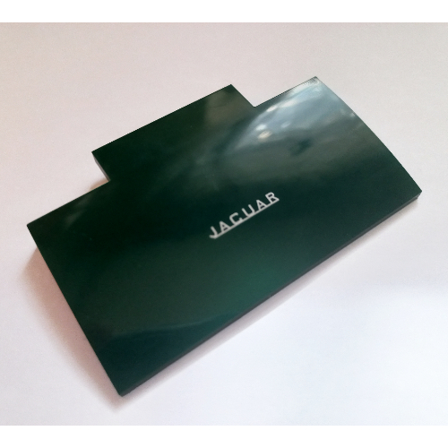 Brick Curved 5 × 8 × 2/3 with No Studs on Top with Silver 'JAGUAR' print Dark Green
