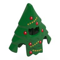 Costume Tree with Red Christmas Balls, Gold Streamers print Green
