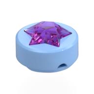 Tile Round 1 × 1 with Molded Trans-Bright Pink Star Leuchtendes Hellblau