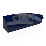 Brick Round, Curved Double 1 × 4 with Stud Notch Right with Black Vents print Dark Blue