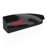 Brick Round, Curved Double 1 × 4 with Stud Notch Right with Red Audi Logo print Black