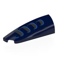 Brick Round, Curved Double 1 × 4 with Stud Notch Left with Black Vents print Dunkelblau
