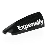 Brick Round, Curved Double 1 × 4 with Stud Notch Left with White 'Expensify' print Schwarz