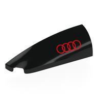 Brick Round, Curved Double 1 × 4 with Stud Notch Left with Red Audi Logo print Schwarz