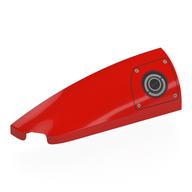 Brick Round, Curved Double 1 × 4 with Stud Notch Left with Silver Fuel Cap print Red