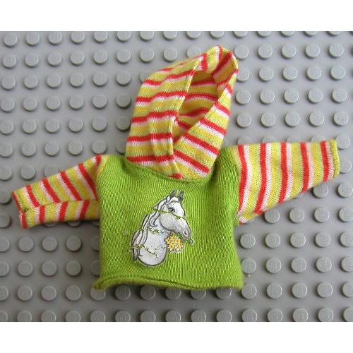 Scala, Sweater, Child, Hooded with Horse and Red Stripes Print Medium Lime