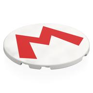 Tile Round 6 × 6 with Red 'M' print Weiß