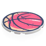 Tile Round 6 × 6 Coral/Bright Pink Basketball, Dark Blue Outline, Nike Logo print White