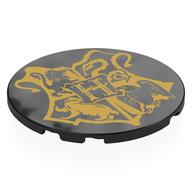 Tile Round 6 × 6 with Gold Hogwarts Symbol print Schwarz