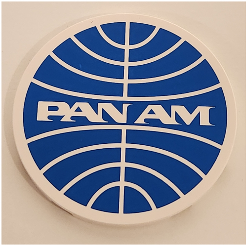 Tile Round 6 × 6 with Blue 'PAN AM' logo print White