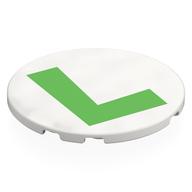 Tile Round 6 × 6 with Bright Green 'L' print Weiß