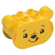 Duplo Brick 2 × 4 × 2 Rounded Ends with Ears and Pooh Print Gelb