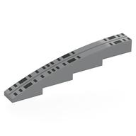 Brick Curved 1 × 8 × 1 2/3 with Dark Bluish Grey Stripe, Black Rectangles (Windows) print Hellblaugrau