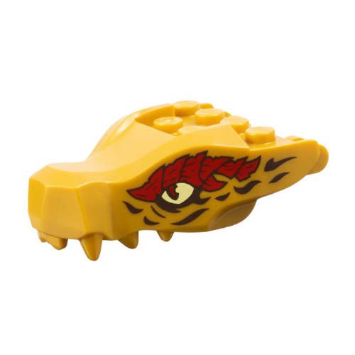 Creature Body Part, Dragon Head Upper Jaw with Bright Light Yellow Eyes, Dark Red/Black Markings print Perlgold