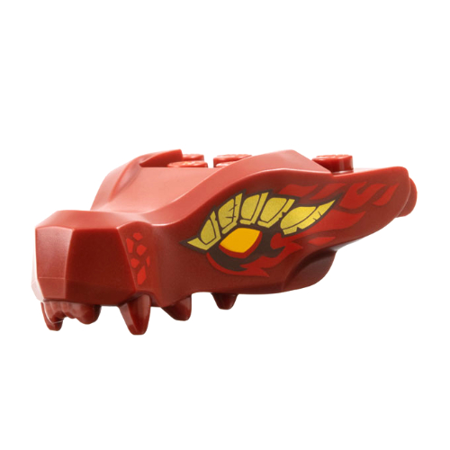 Creature Body Part, Dragon Head Upper Jaw with Red Markings, Yellow Eyes print Dunkelrot