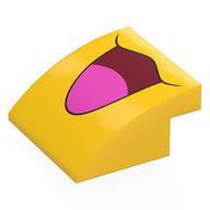 Brick Curved 4 × 4 × 1 2 / 3 with Open Dark Red Mouth, Bright Pink Tongue print Gelb