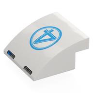 Brick Curved 4 × 4 × 1 2 / 3 with Medium Azure '4' in Circle print White
