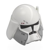 Helmet, Clone Commander with Black Visor, Light Bluish Grey Markings, Dark Red Dots print White