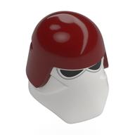 Helmet, Galactic Marine with Black Visor, Dark Red Top print White