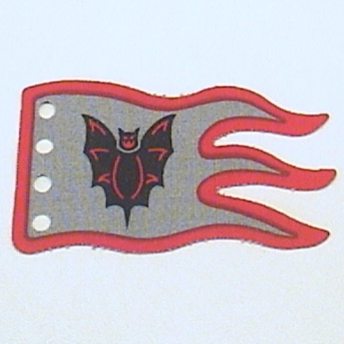 Flag 8 × 5 Wave with Red Border and Bat Print Hellgrau