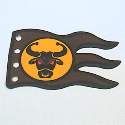 Flag 8 × 5 Wave with Black Border and Black Bull's Head Print Braun