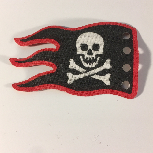Flag 8 × 5 Wave with Red Border and Skull and Crossbones Print