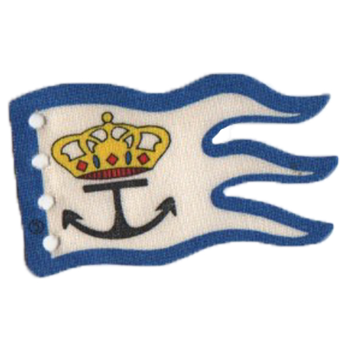 Flag 8 × 5 Wave with Blue Border and Crown and Anchor Print Weiß
