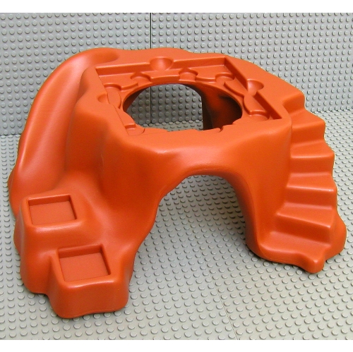 Duplo Baseplate Raised 18 × 19 × 6, with Large Top Hole, and No Studs Dark Orange