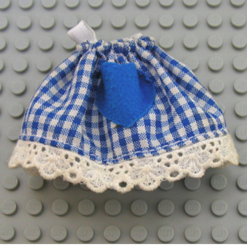 Belville, Skirt, with Lace and Blue Gingham Print White