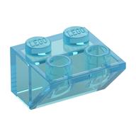Brick Sloped Inverted 45° 2 × 2 [No Bottom Pin, Bar-sized Stud Holes] Trans-Light Blue