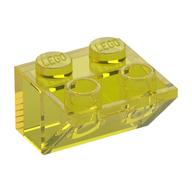 Brick Sloped Inverted 45° 2 × 2 [No Bottom Pin, Bar-sized Stud Holes] Trans-Yellow