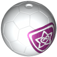 Sports Soccer / Basket Ball with Magenta Outlined Heart and Star Print Weiß