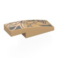Brick Curved 3 × 1 × 2/3 with Dark Bluish Grey Tattoo print Warm Tan