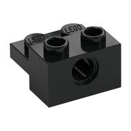 Technic Brick Special 1 × 2 with Pin Hole and 1 × 2 Plate Black
